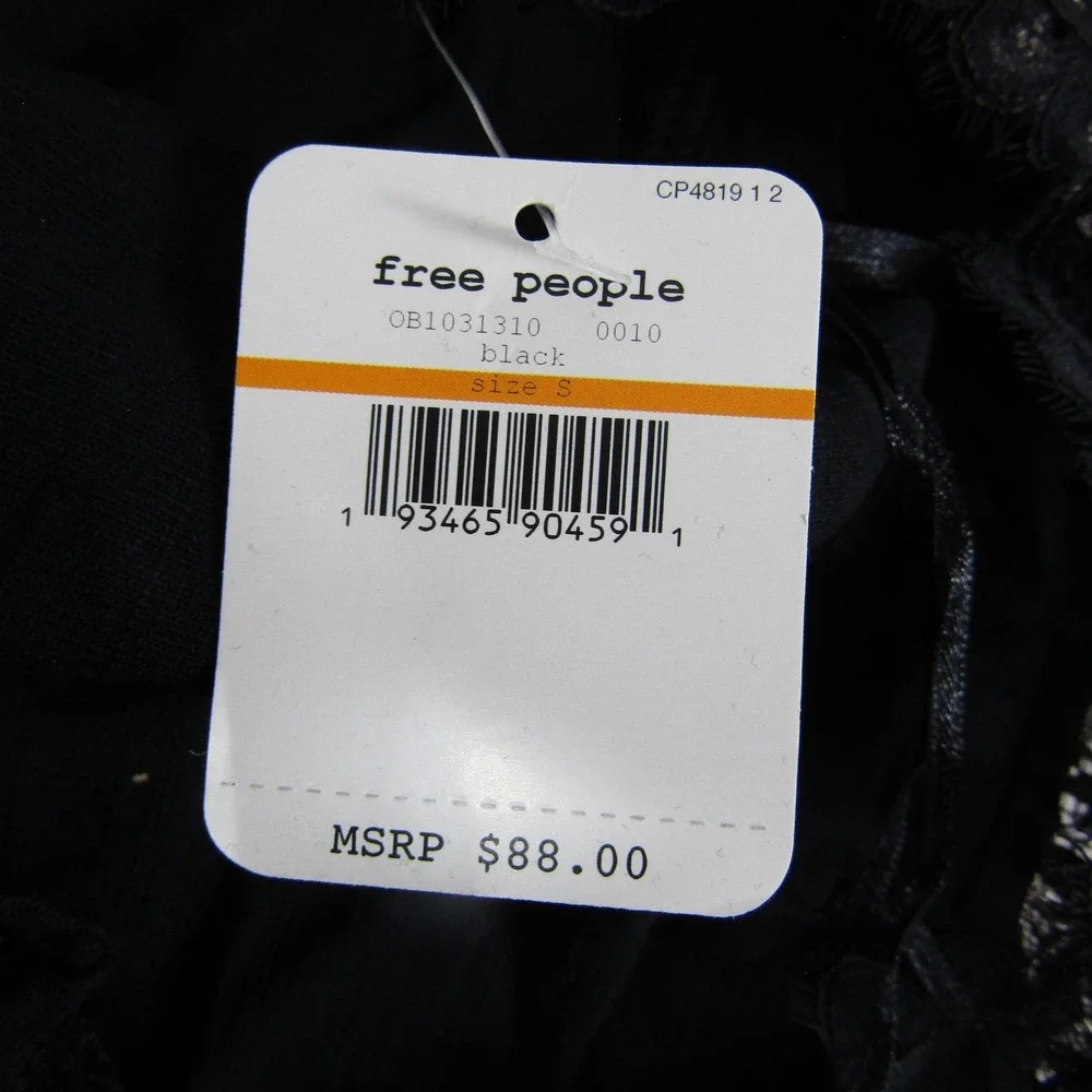Free People Dress Womens Small Black Lace Trim Slip Spaghetti Strap OB1031310‎